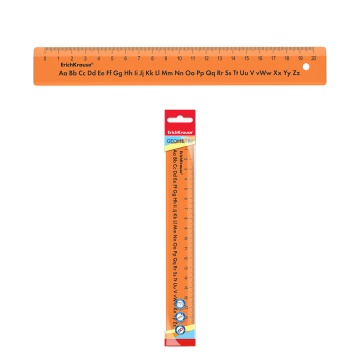 Линейка с английским алфавитом пластиковая ErichKrause Neon, 20см, оранжевая, во флоупаке