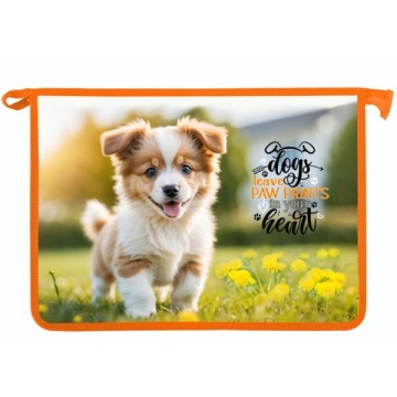 Папка д/тетрад. А4 (340*240*45) молния сверху, пластик "Забавный щенок" диз. с двух сторон