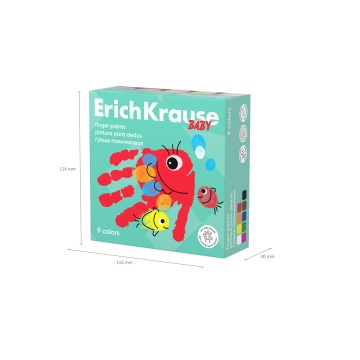 Гуашь пальчиковая ErichKrause Baby с Алоэ Вера, 9 цветов по 20 мл (в коробке 9 шт)