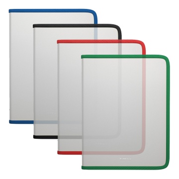 Папка для тетрадей на молнии пластиковая ErichKrause Diagonal Clear, с цветной молнией, A4, ассорти