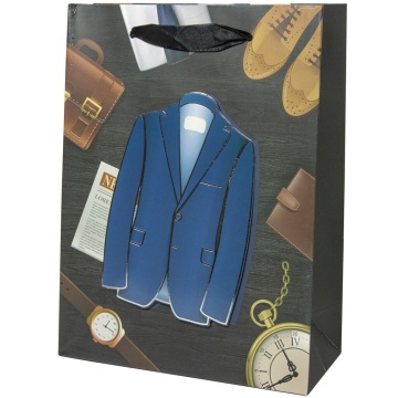 Пакет подар. бумажн. 18*10*24 см, 210 гр/м2  Стиль, 4 дизайна, объемный элемент