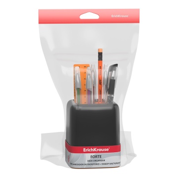 Набор настольный пластиковый ErichKrause Forte, Accent, черный с оранжевой вставкой