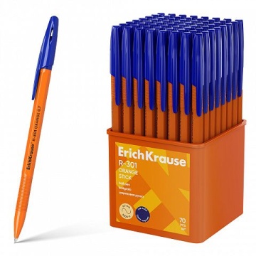 Ручка шар. EK R-301 Stick Orange  0,7мм, синяя