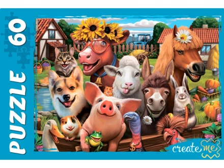 Пазлы   60 элементов  237*330мм.   "Забавные животные"