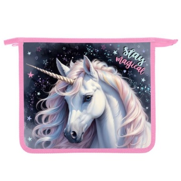 Папка д/тетрад. А5 (240*205*45) 1отд. молния сверху, пластик "Звёздный единорог" диз. с двух сторон