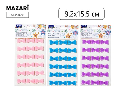 Наклейки декоративные 9,2*15,5см  "Бантики" 5 диз.