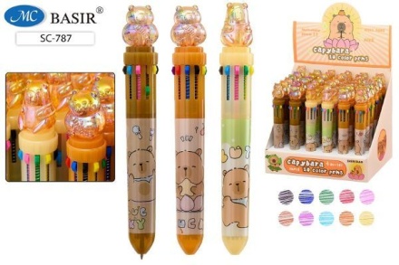 Ручка шар. многоцв.10-ти цветная, "Капибара"