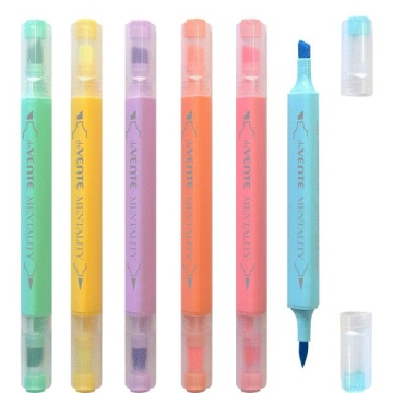 Набор текстовыделителей deVENTE Mentality" 6 цв., 2-4мм, двусторонние, трехгр.корпус