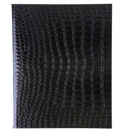 Тетрадь 48л клетка бумвинил "Metallic.Croco.Черный" 60г.м2 HATBER