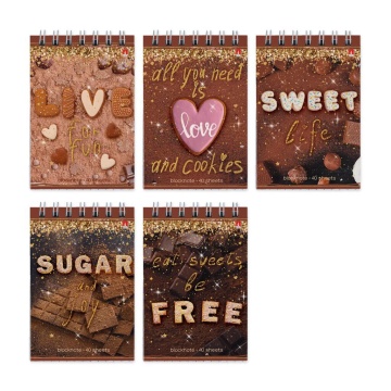 Блокнот А7  40л гребень "Sweet life" клетка*