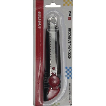 Нож канцелярский deVENTE 18 мм, c 2-мя запасными лезв., метал. направл.