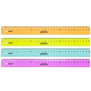 Линейка 30см прозр. цветная, с пазом и фаской