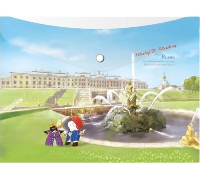 Конверт на кнопке с рисунком А4 География. Петергорф