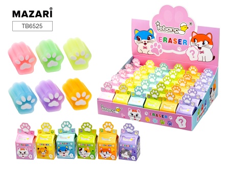 Ластик фигурный ЛАПКИ, 3*2.5*2.5 см, ПВХ, 6 цветов ассорти