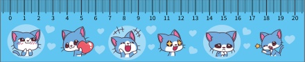 Закладка с линейкой 20см, "Коты"