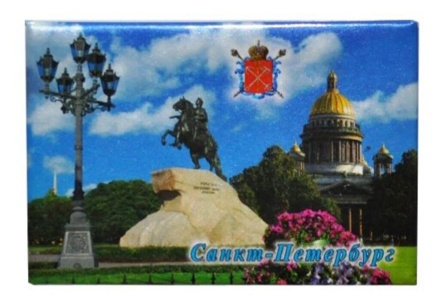 Магнит сувенирный СПБ Медный всадник, фонарь, металл, плоский