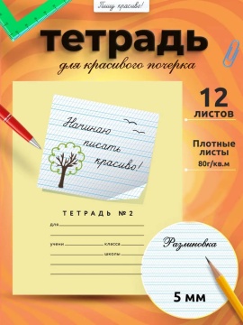 Тетрадь А5 12л косая лин. частая с доп.горизонт.лин. ПИШУ КРАСИВО "Начинаю писать красиво 2"