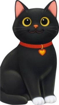 Открытка фигурная б/т "Котик" черный