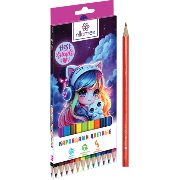 Карандаши цвет. 12цв  Attomex  Best Friends М, шестигранные