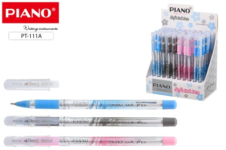 Ручка шариковая. PIANO. На масляной основе. Цв.прозр.корпус, . Игольчатый наконечн. 0,5 мм. Синяя