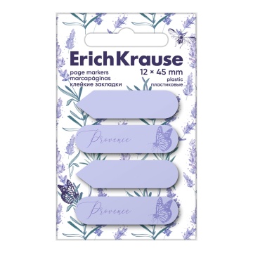 Клейкие закладки пластиковые ErichKrause Lavender, 12X45 мм, 80 листов