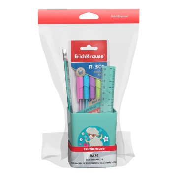 Набор настольный пластиковый ErichKrause Base, Flower Sheep, мятный