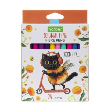 Фломастеры 24цв "Hatber. ЖЖ-Мяу" вентилир.колпачок