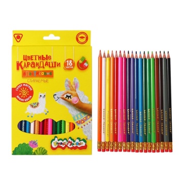 Карандаши с ластиком пластик трехгранные 18цв карт упак е.п