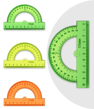 Транспортир 180гр. 10 см пласт. цветн. прозр.