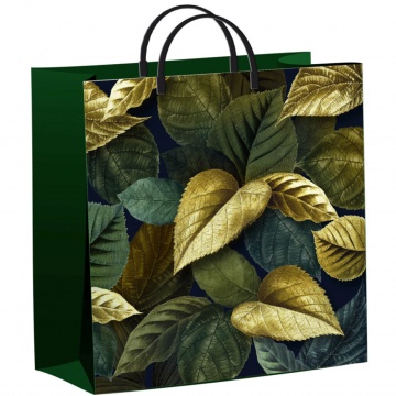 Пакет 30*30см (140мк) с пластиковой ручкой "Магия листьев" мягкий пластик