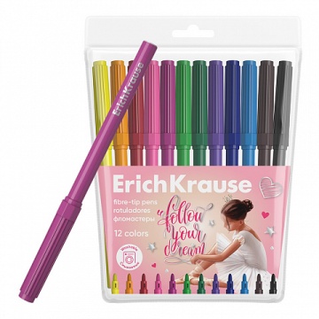 Фломастеры  12цв "Erich Krause. Pointes", вент.колпачок, блистер