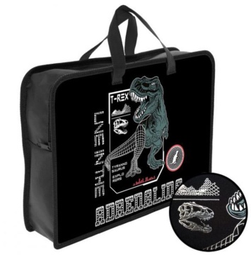 Папка А4 (340*245*75) с ручками, молния, пластик, фольга "Кибер дино" диз.с двух сторон