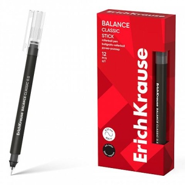 Ручка роллер ErichKrause Balance Stick Classic черная, 0,5мм