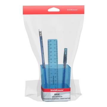 Набор настольный пластиковый ErichKrause Base, Glitter, голубой