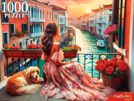 Пазлы 1000 элементов 685*480мм. "Девушка в Венеции"