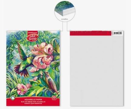 Альбом для рисования. А4.10 л. С бумагой для акварели. 210*297 мм. "Колибри, цветы"