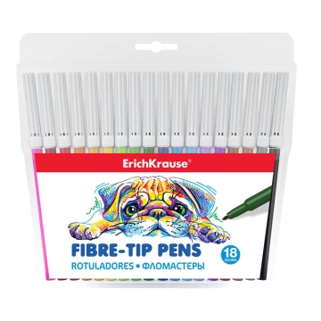 Фломастеры 18цв "Erich Krause. Easy Washable", вент.колпачок, блистер