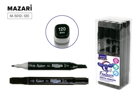 Маркер для скетчинга FANTASIA. Black, двусторон., 3,0-6,2мм