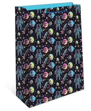 Пакет подар. бумажн. 26*32*12 см 150гр/м "Космос"