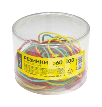 Резинки банковские, 100 гр., асорти, пластик. упак. РБ-01