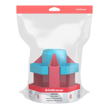 Подставка настольная вращающаяся пластиковая ErichKrause Офис, Жвачка, розовая с голубой вставкой