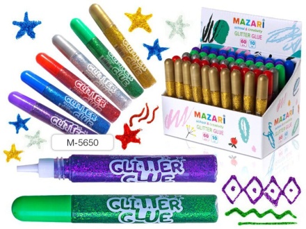 Гель цветной с блестками  6цв*10мл, в дисплее, 60шт, ЦЕНА ЗА 1 ШТ