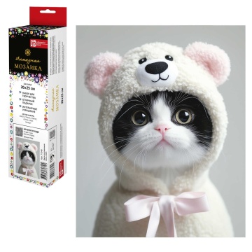 Мозаика алмазная по номерам на холсте (в рулоне) 20*25см "Котенок в худи"