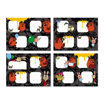 Наклейки на тетрадь ErichKrause Винни-Пух, 4 листа, в пакете с европодвесом