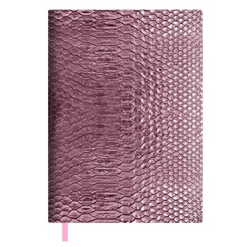 Ежедневник недат. А6+ 160л., кож.зам., мягк.пер. "Анаконда металлик розовая" ляссе