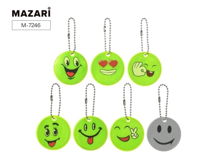 Брелок светоотражающий пластик осн. "Смайл" ассорти