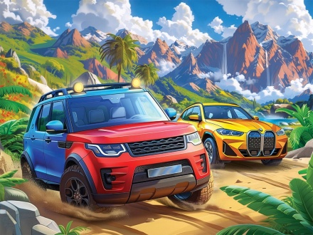 Пазлы  104 элемента 270*330см "Гонки в джунглях"