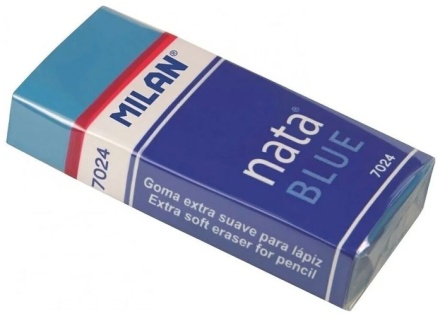 Ластик MILAN "7024" прямоугольный, синтетический каучук, картонный держатель, синий