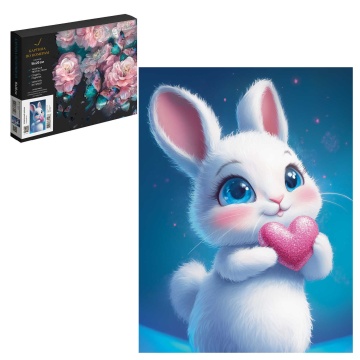 Картина по номерам на холсте 15*20см "Влюбленный зайчик"