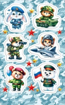 Наклейки детские 15*9см  "Военные животные"
